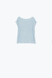 Q2 Camisola com gola redonda e mangas compridas em azul