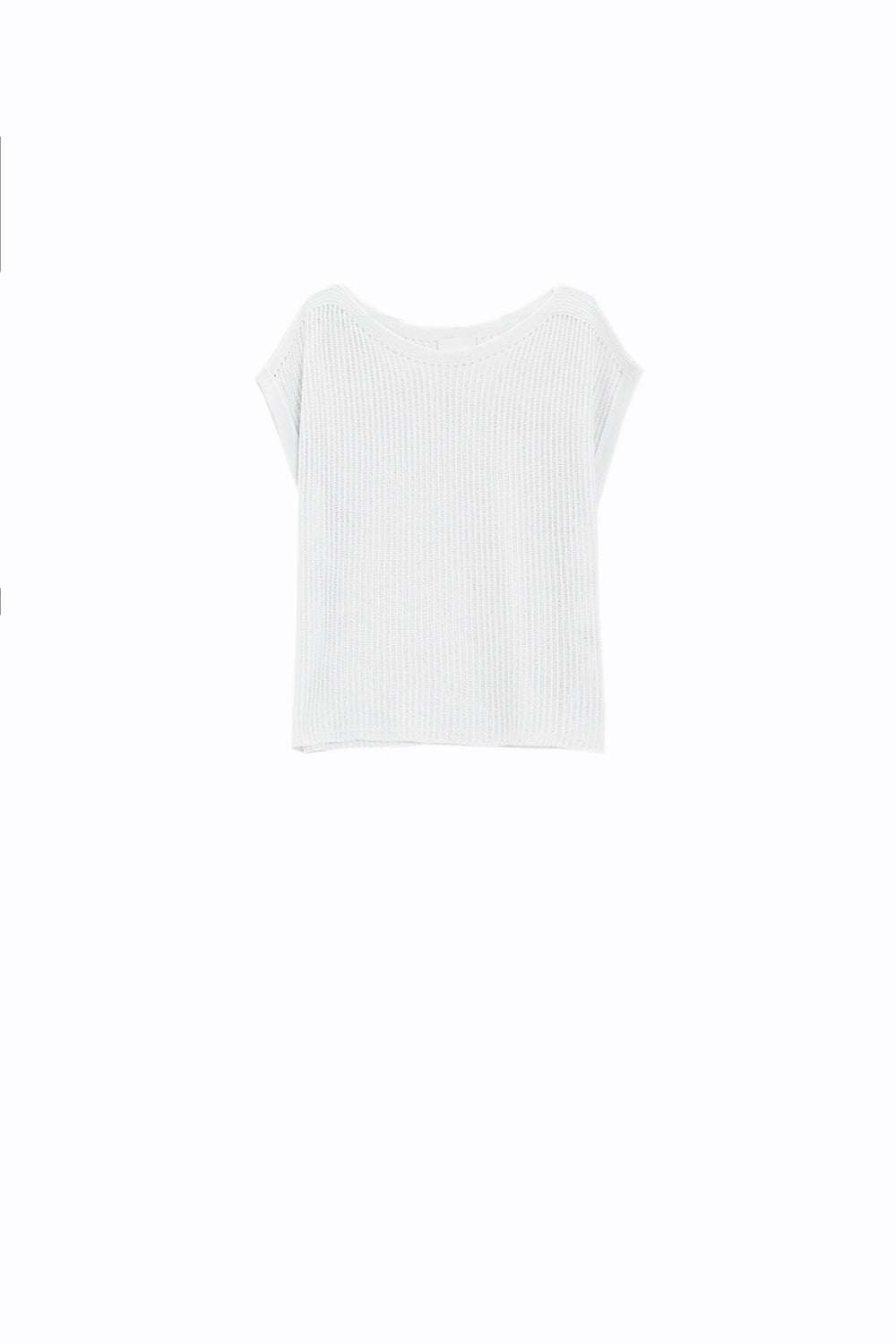 Q2 Camisola com gola redonda e mangas compridas em branco