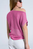 Camisola com gola redonda e mangas compridas em cor-de-rosa