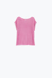 Camisola com gola redonda e mangas compridas em cor-de-rosa