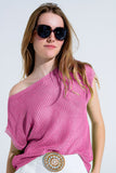 Q2 Camisola com gola redonda e mangas compridas em cor-de-rosa
