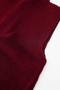 Camisola com nervuras e pescoço de tartaruga em Borgonha