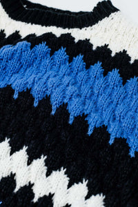 Camisola confortável azul branco e preto