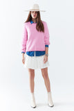 Camisola cor-de-rosa com riscas brancas