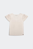 Camisola creme com decote quadrado e manga bufante