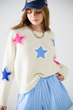 Camisola creme com estrelas bordadas