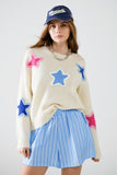 Camisola creme com estrelas bordadas