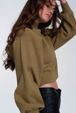 Camisola curta com pescoço de funil verde