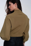 Camisola curta com pescoço de funil verde