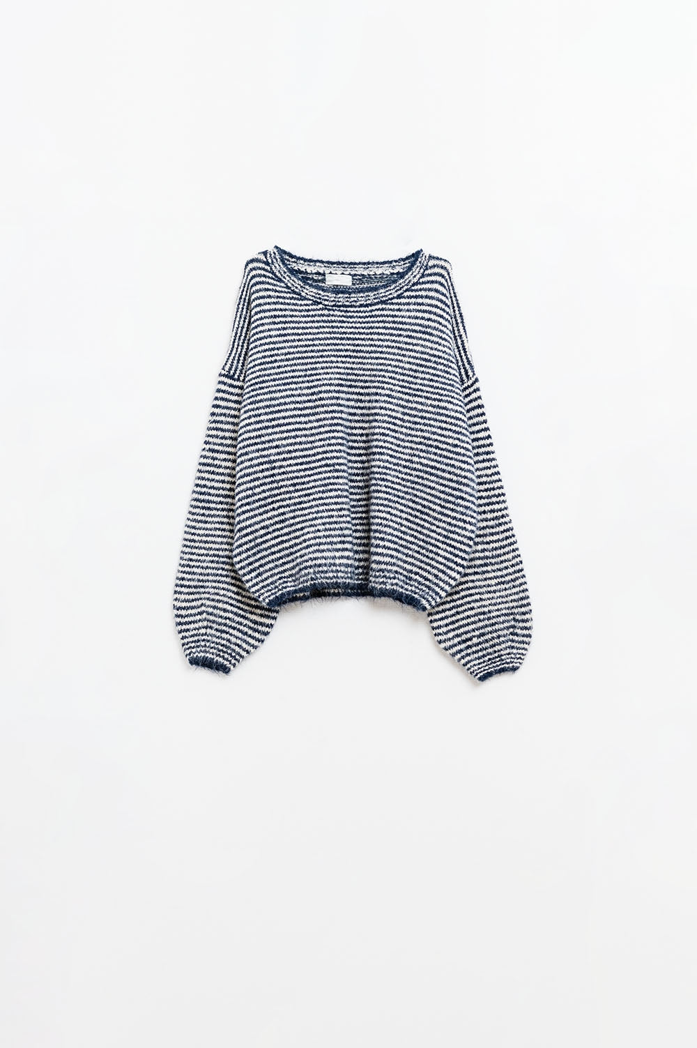Q2 Camisola de corte descontraído em azul-marinho e branco