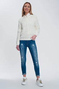 Camisola de croché em creme