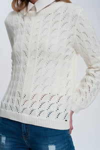 Camisola de croché em creme