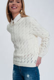 Q2 Camisola de croché em creme