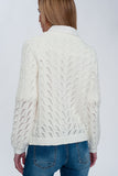 Camisola de croché em creme