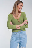 Q2 Camisola de croché verde