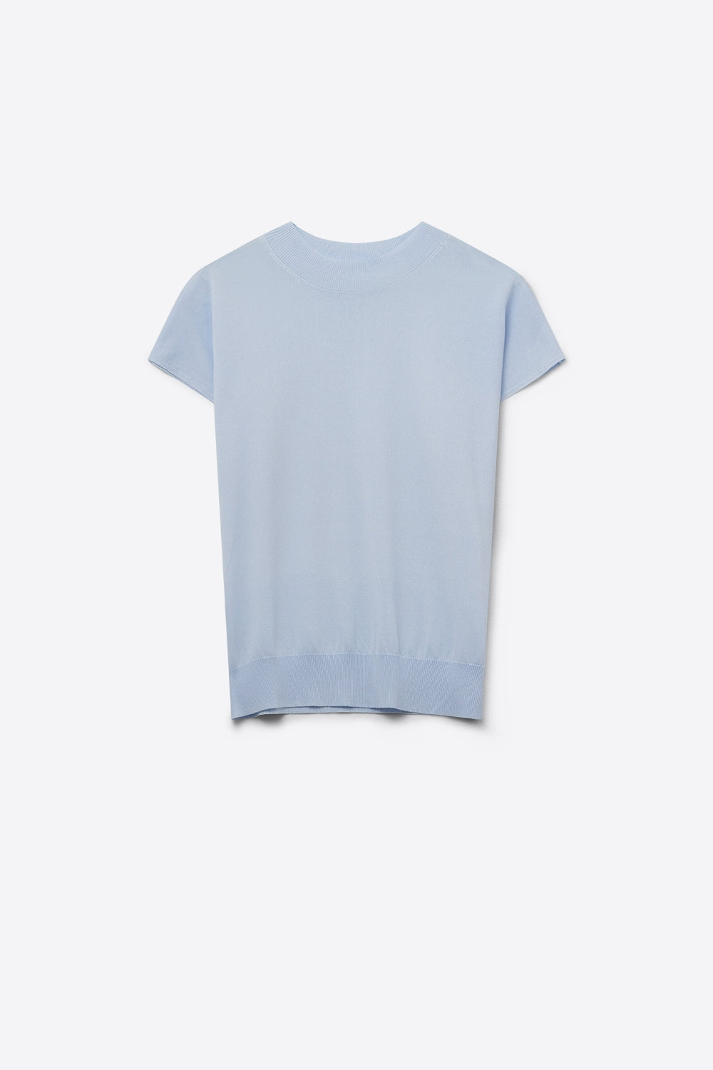 Q2 Camisola de gola alta azul bebé com mangas curtas ajustadas