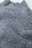 camisola de gola alta canelada cinzenta