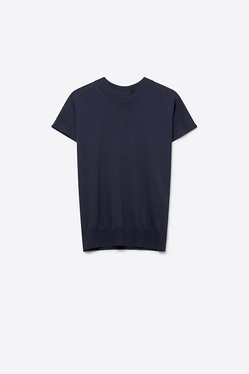 Q2 Camisola de gola alta com mangas curtas e ajustadas