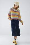 Camisola de gola alta comfy em multicolor