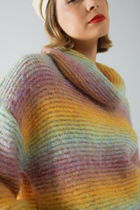 Camisola de gola alta comfy em multicolor