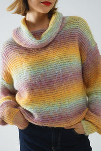 Camisola de gola alta comfy em multicolor