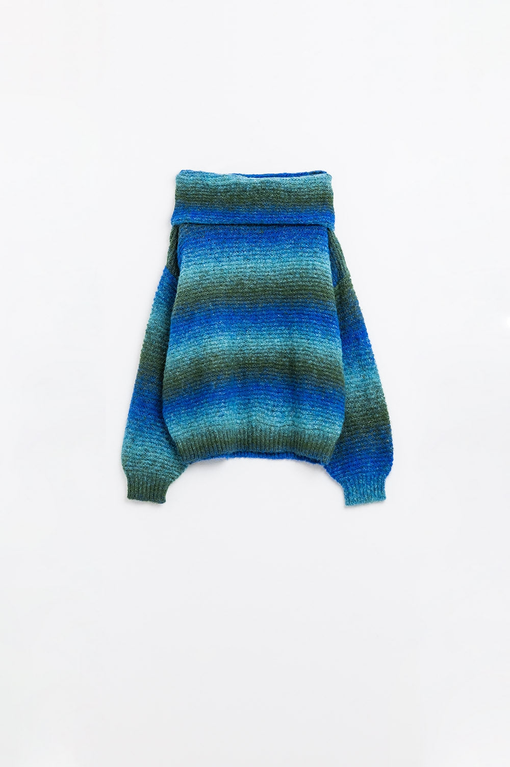 Q2 Camisola de gola alta comfy em tons de azul