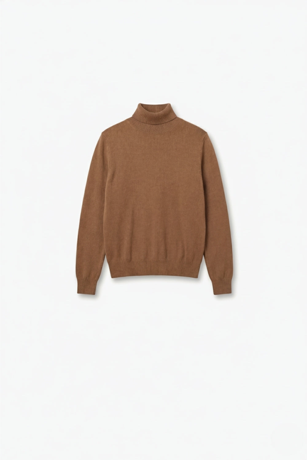 Q2 camisola de gola alta de cor camel