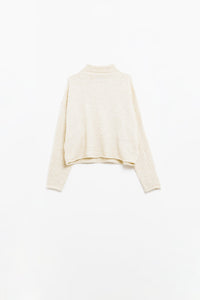 Camisola de gola alta fofa e descontraída em creme