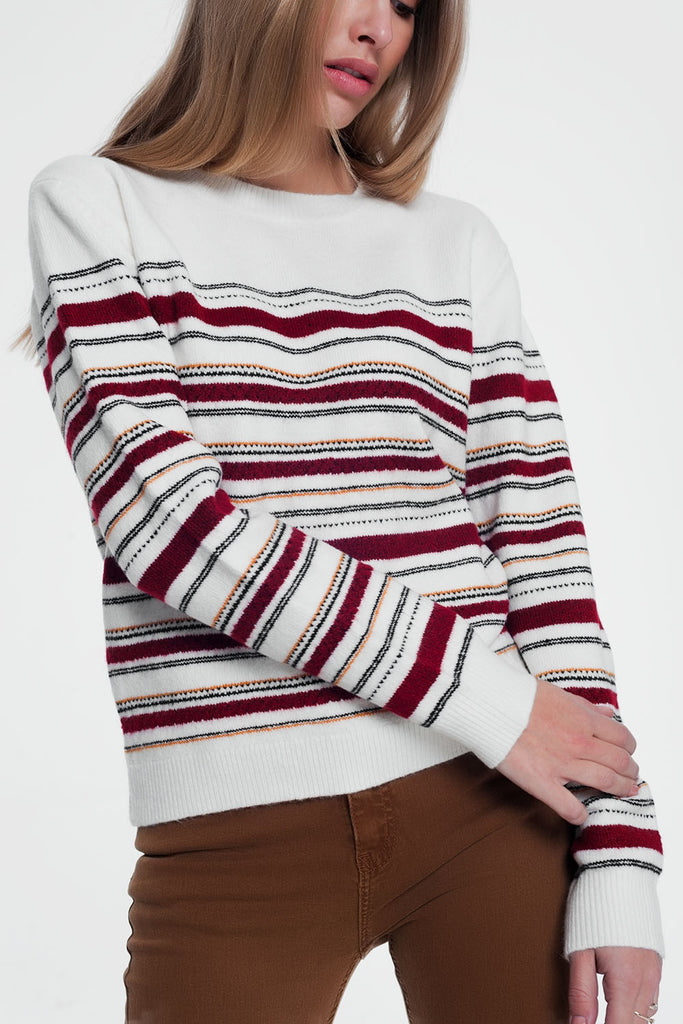 Camisola de gola listrada multicolor