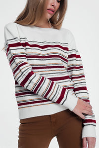 Camisola de gola listrada multicolor
