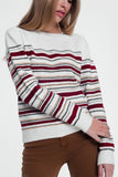 Camisola de gola listrada multicolor