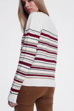Camisola de gola listrada multicolor