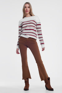 Camisola de gola listrada multicolor