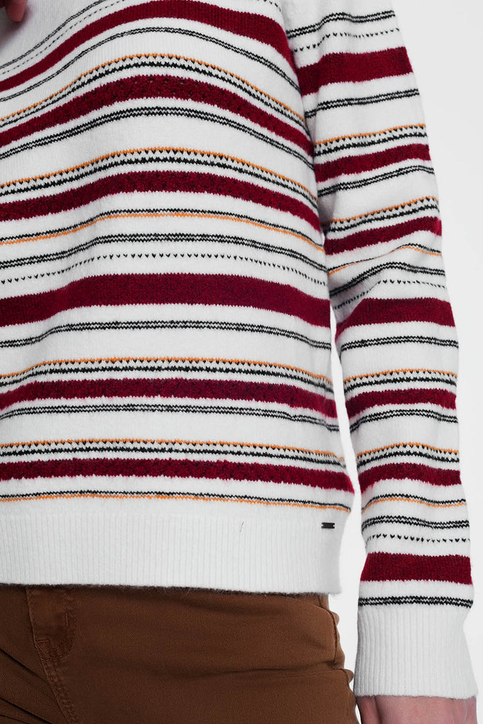 Camisola de gola listrada multicolor