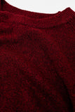 Camisola de gola redonda borgonha com pormenor de costura na manga