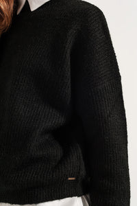 Camisola de gola rulê de malha preta
