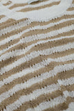 Camisola de malha aberta com corte às riscas e sem mangas em castanho e branco