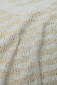 Camisola de malha aberta com corte às riscas e sem mangas em cream e branco