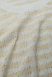 Camisola de malha aberta com corte às riscas e sem mangas em cream e branco