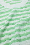Camisola de malha aberta com corte às riscas e sem mangas em verde e branco