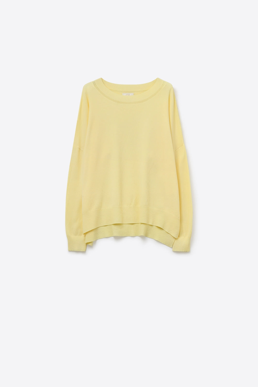 Q2 Camisola de malha amarela com pormenor de gola em rede