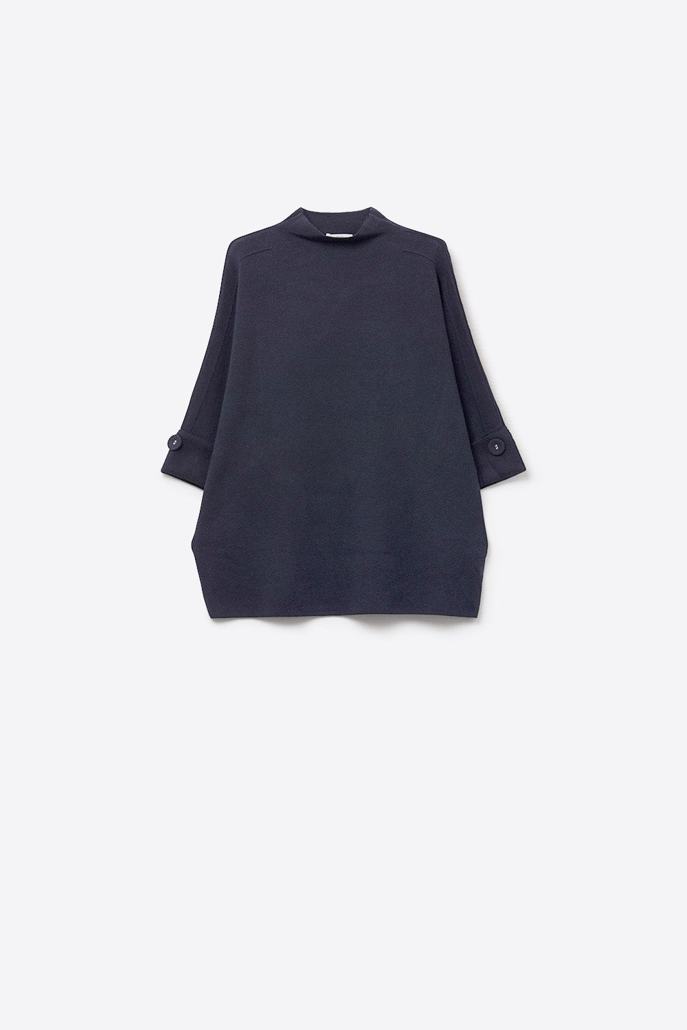 Q2 Camisola de malha azul-marinho com pormenores de botões