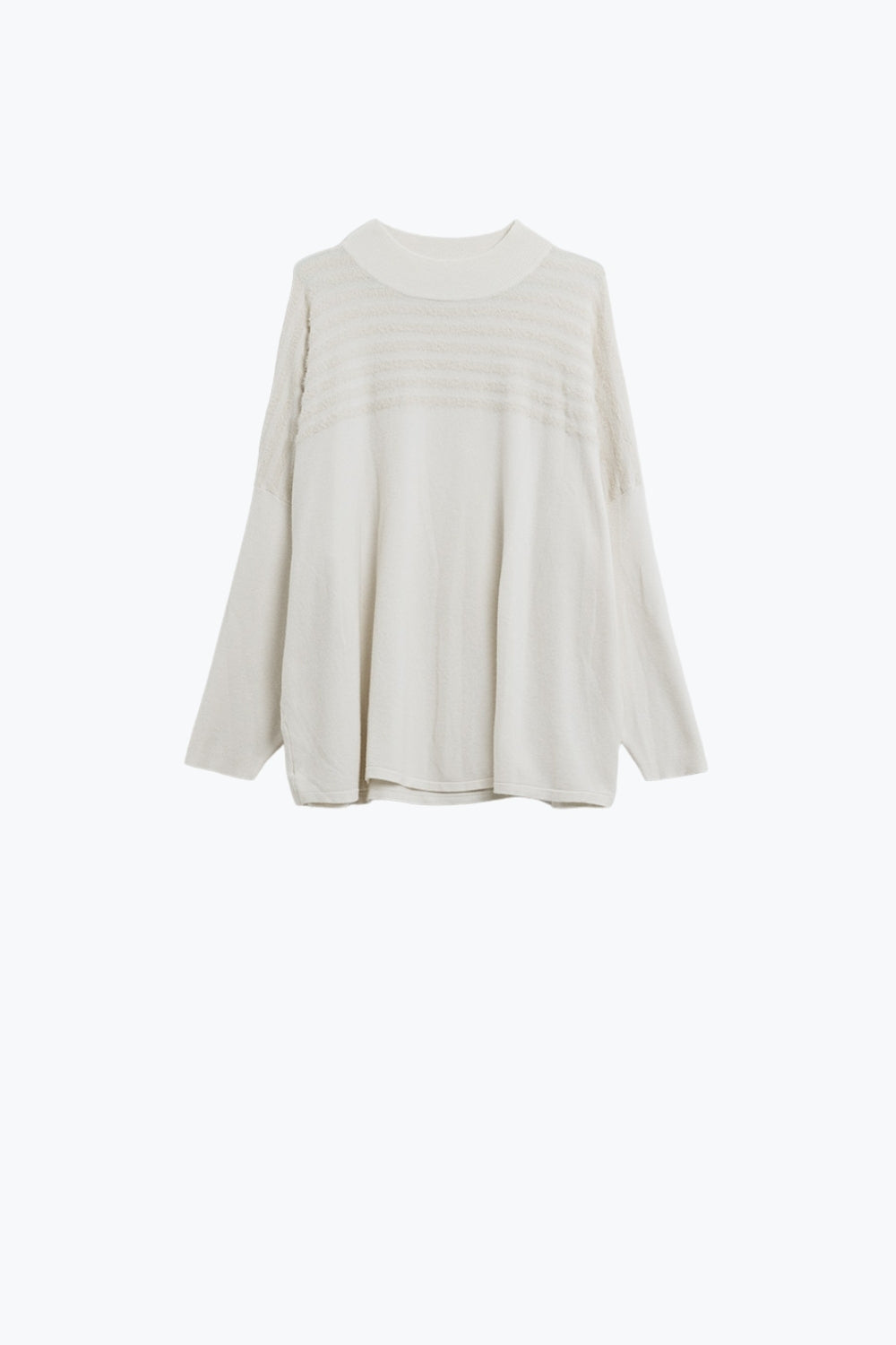 Q2 Camisola de malha branca com pormenores de riscas fofas