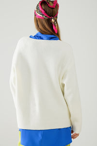 Camisola de malha branca de tamanho grande