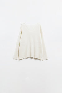 Camisola de malha branca de tamanho grande