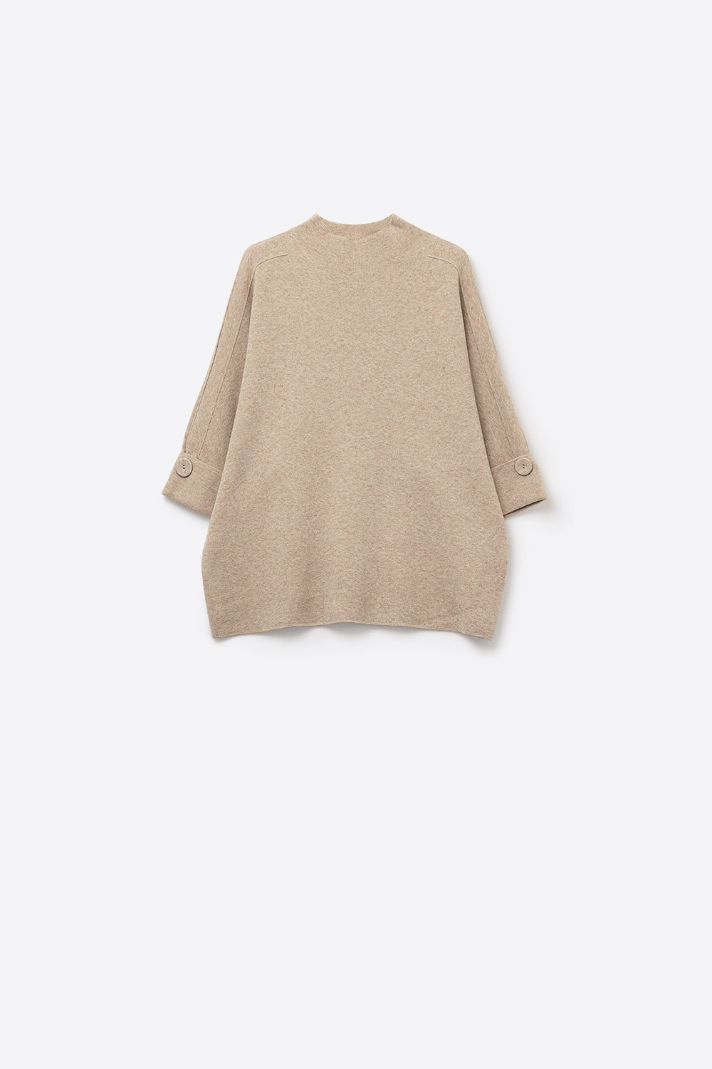Q2 Camisola de malha camel com pormenores de bot›es