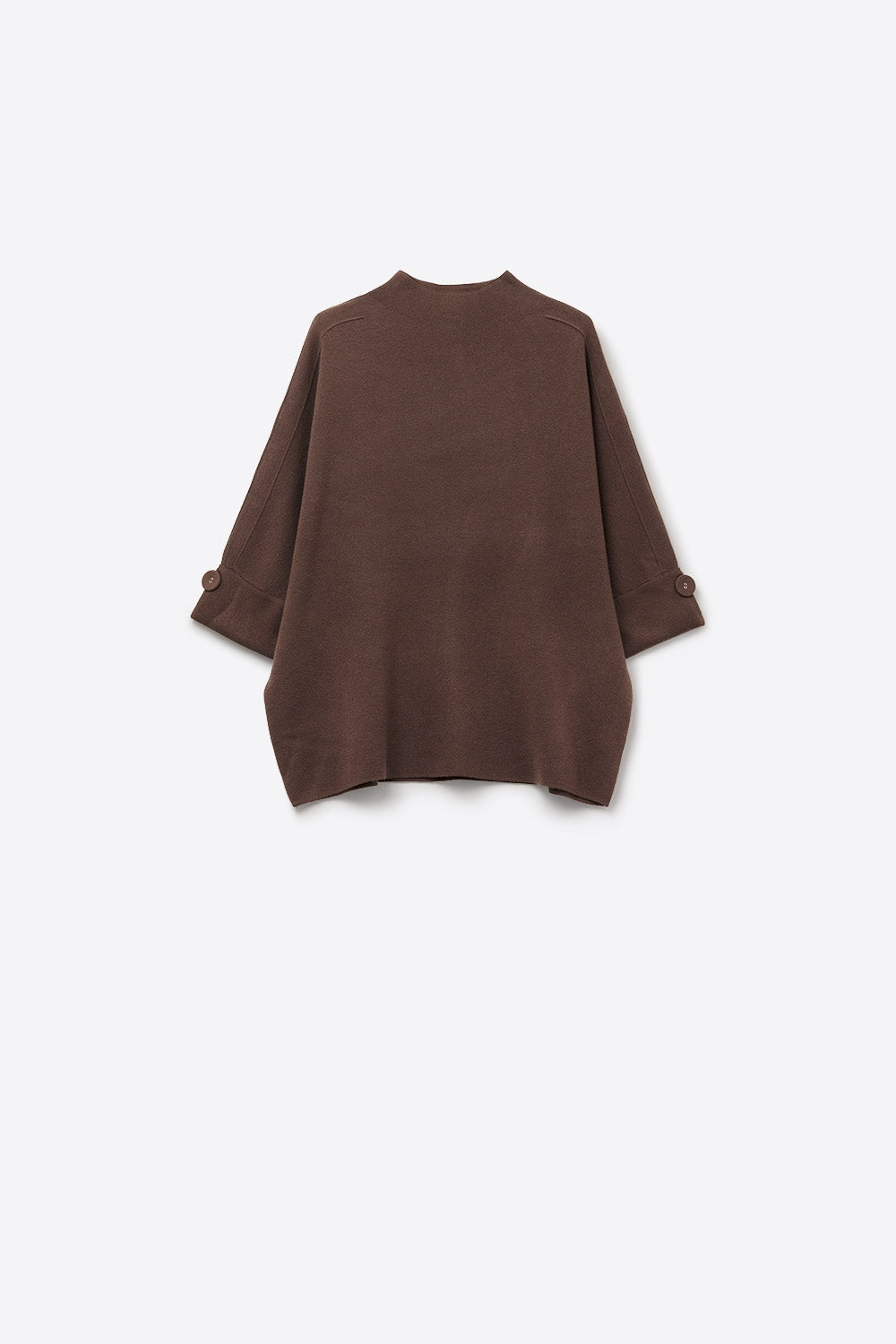 Q2 Camisola de malha castanha com pormenores de bot›es