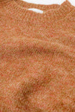 Camisola de malha com gola redonda básica em camel