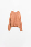 Q2 Camisola de malha com gola redonda básica em camel