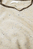 Camisola de malha com pormenor de linha em castanho
